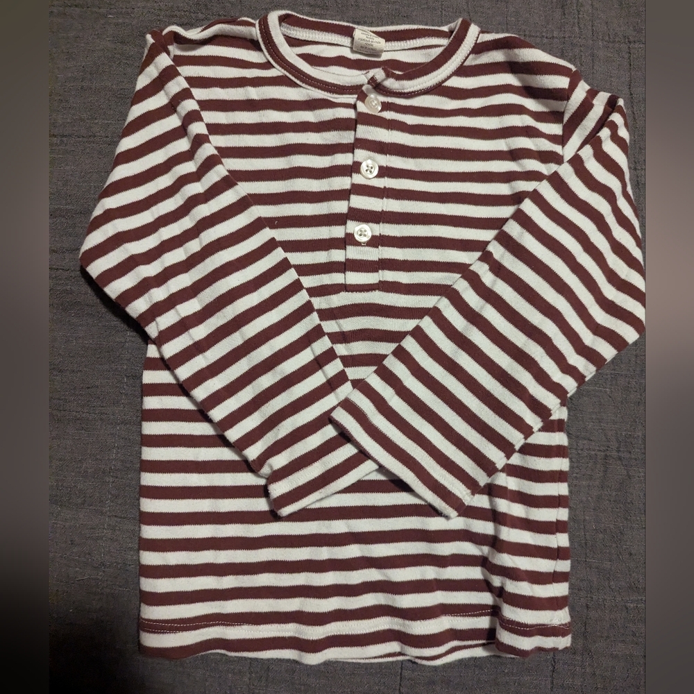 Kate Quinn Maroon and White Striped Long Sleeve Tee